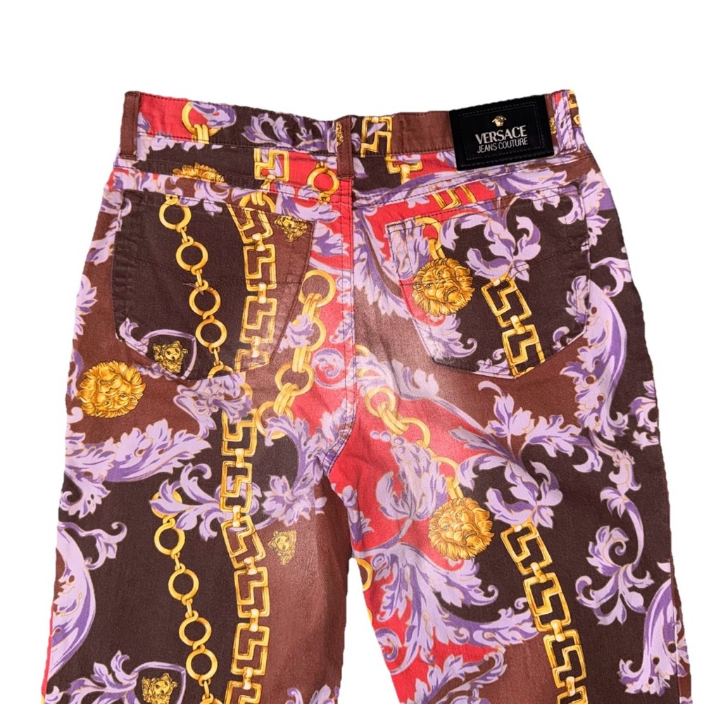 Versace Jeans Couture Medusa Multi Color Baroque Floral Cotton Pants 30 44